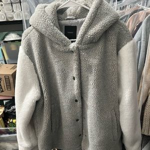 Grey and white fluffy Jacket